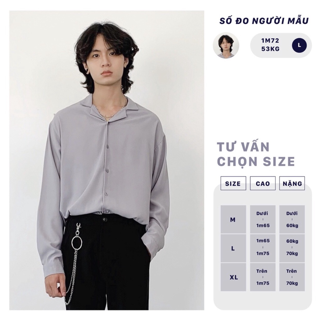 Áo sơ mi nam nữ Pijama Jiang Store - Áo sơ mi cổ vest Unisex dài tay chất mềm mịn