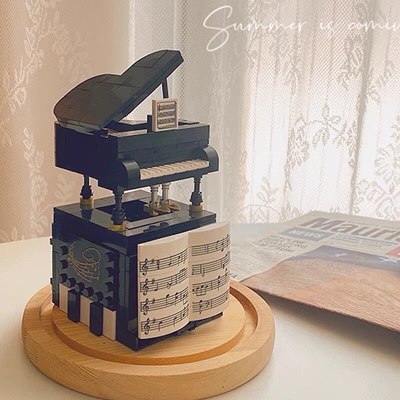 Đồ chơi xếp hình lắp ráp LEGOGI Piano Đĩa than tích hợp loa phát nhạc kết nối bluetooth Sembo Block
