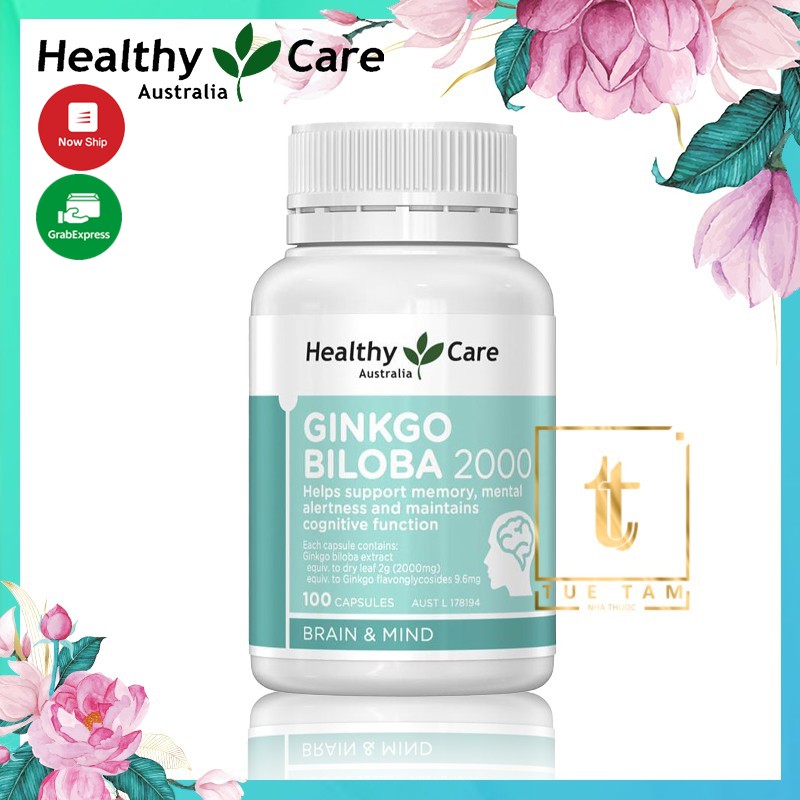 Viên uống Bổ não Healthy Care Ginkgo Biloba 2000mg của Úc 100 viên