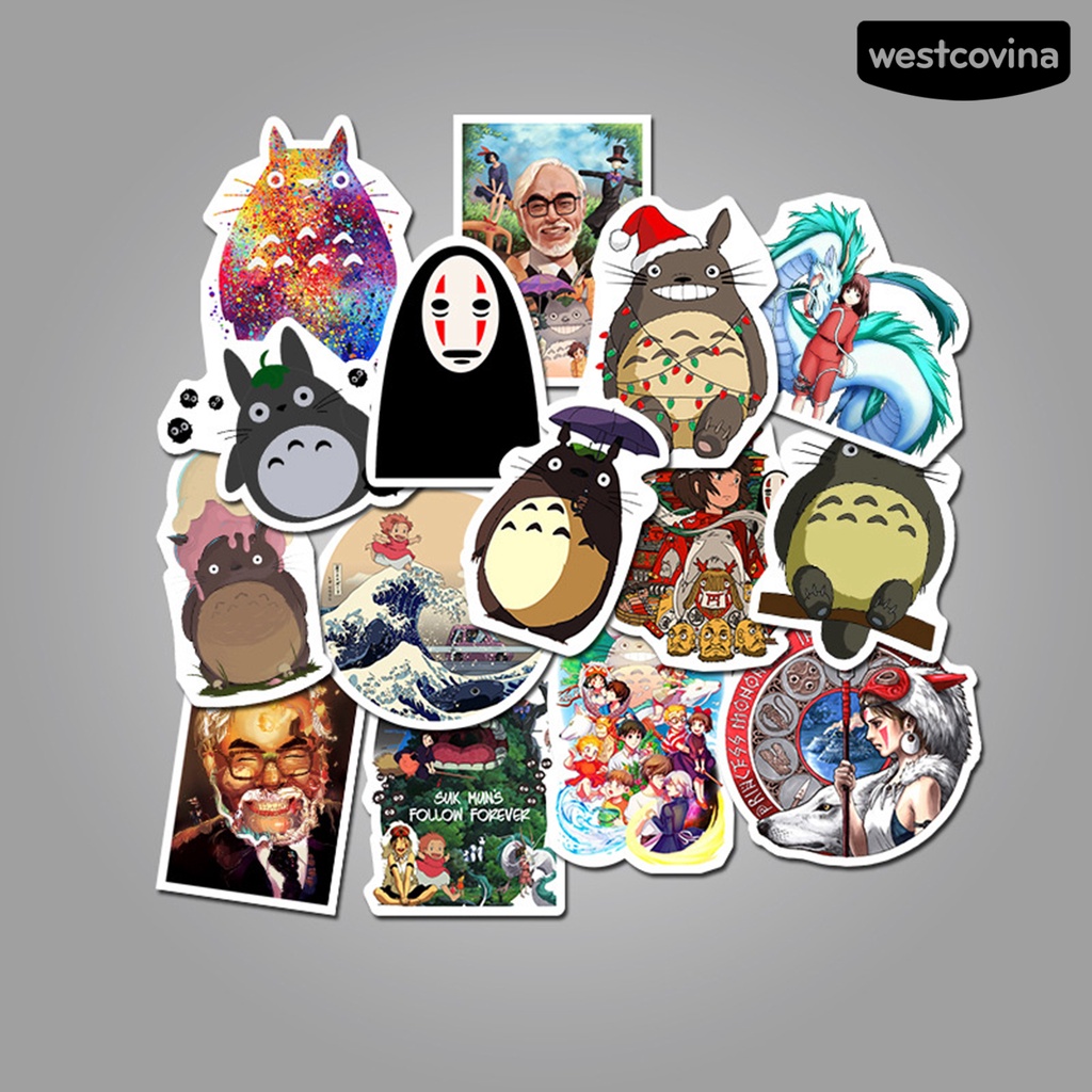 Set 50 sticker dán hình hoạt hình Hayao Miyazaki trang trí hành lý/sổ tay chống thấm nước DIY dễ thương