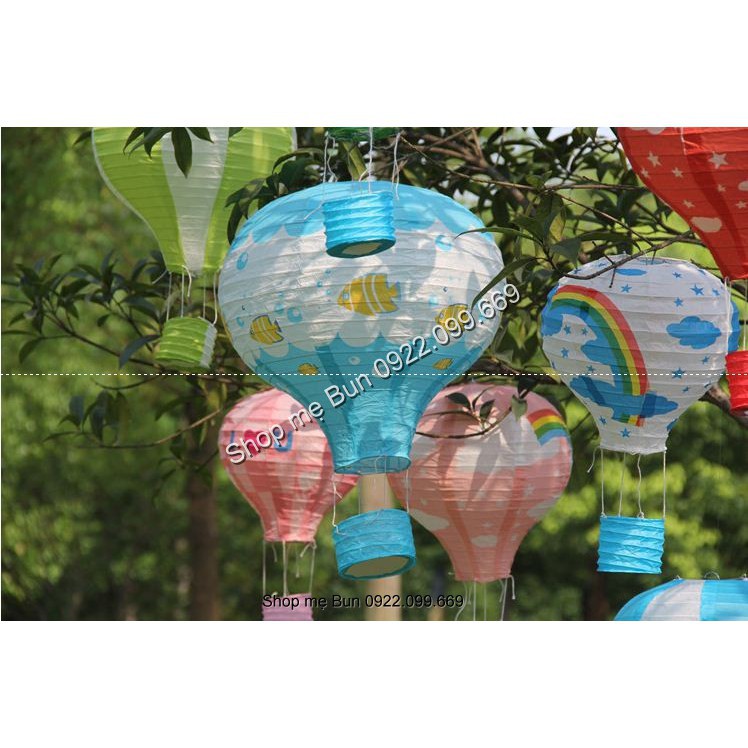Kinh khí cầu, đèn lồng dùng để trang trí tiệc (Mẫu màu xanh như ảnh)