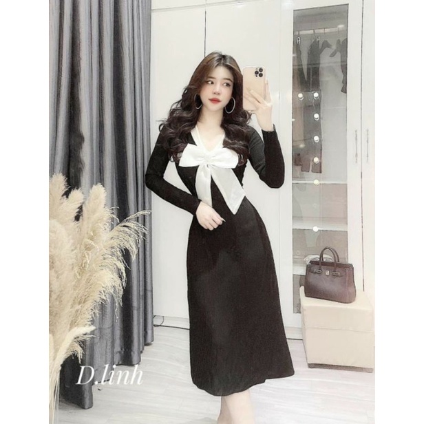 váy len dài tay phối nơ | BigBuy360 - bigbuy360.vn