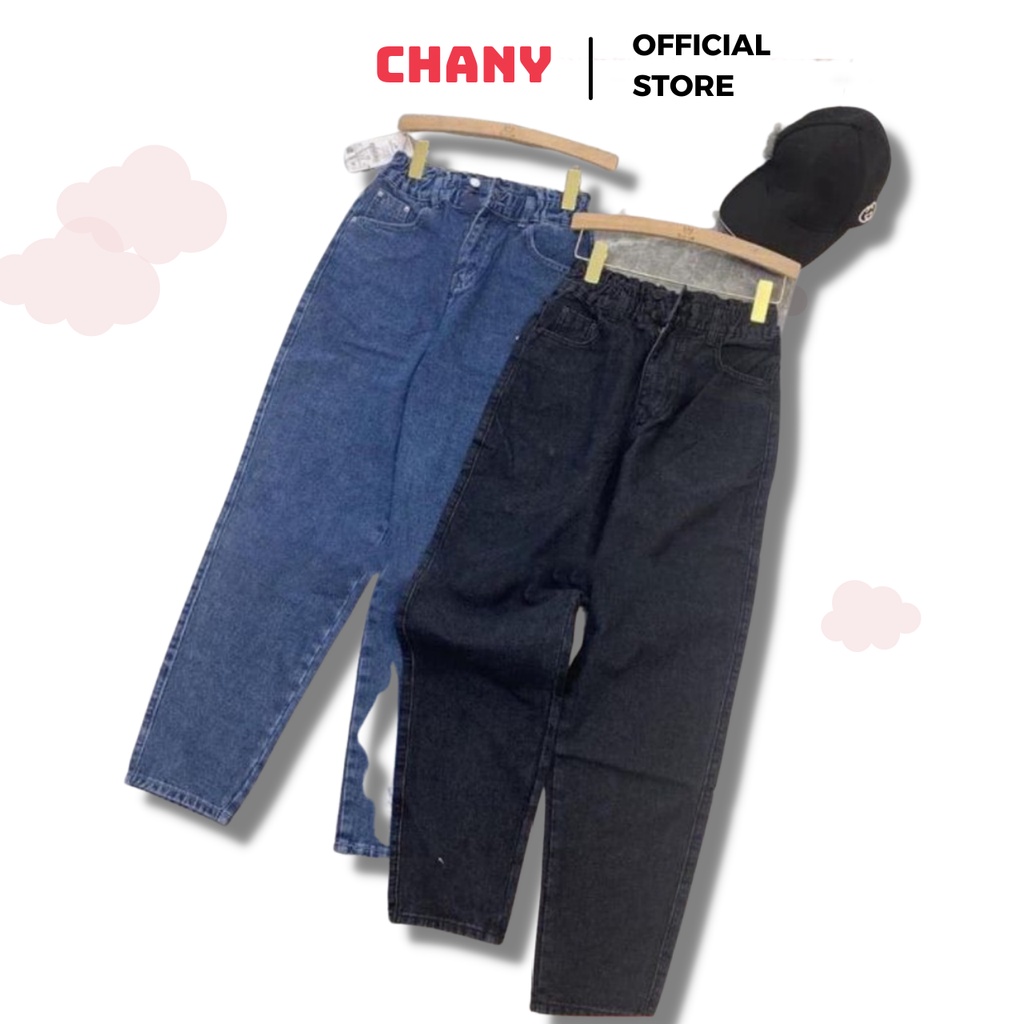 Quần baggy nữ Jeans lưng cao cạp chun sau Bigsize