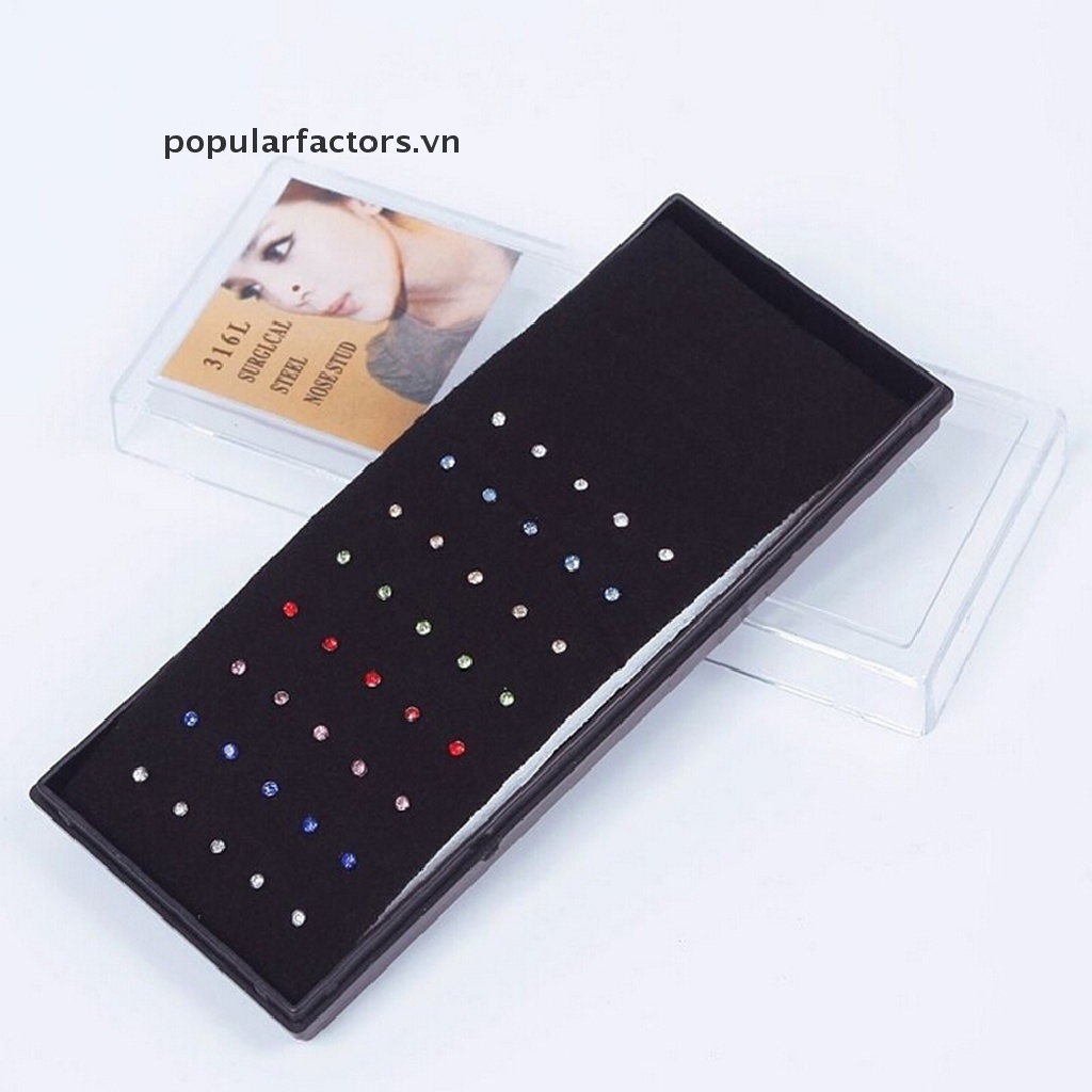 Set 40 Khuyên Mũi Bằng Thép Không Gỉ Đính Đá Cá Tính