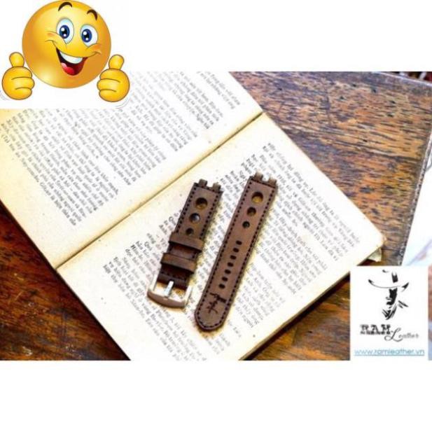 DÂY ĐỒNG HỒ DA BÒ THẬT RAM PEBBLE VÀNG -CHÍNH HÃNG RAM LEATHER .