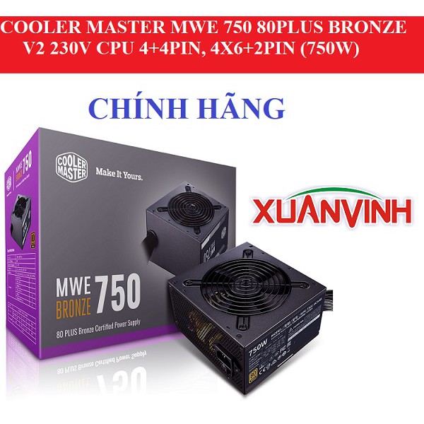 Nguồn COOLER MASTER MWE 750W 80PLUS WHITE - BRONZE - GOLD V2 New 100% Chính Hãng