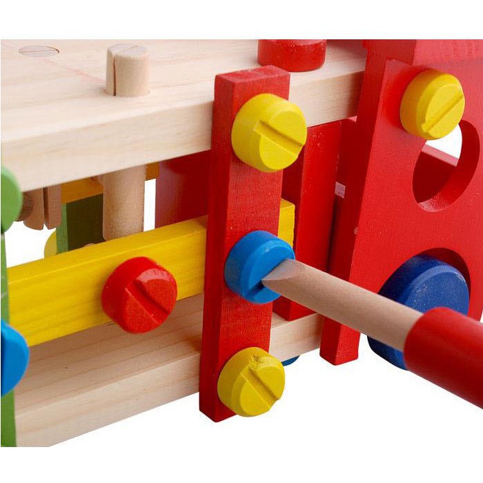 Đồ chơi gỗ Xe lắp ráp vặn ốc cho bé mẫu giáo
