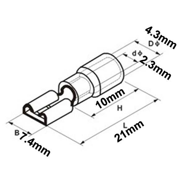 100pcs Đầu nối cách điện đầu cuối 1.5-2.5mm2 FDD2-250