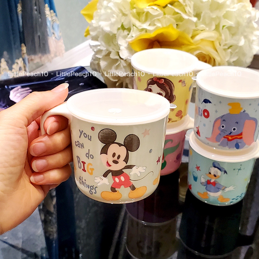 Ly nước có nắp Disney nhựa melamine mới 2022 hình Minnie Mickey Princess Donald Dumble cho bé