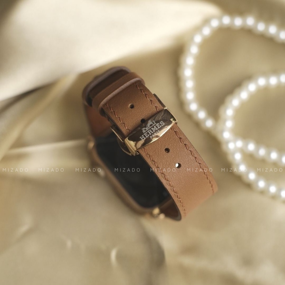 Dây da thủ công Swift Nâu dành cho Apple Watch, đồng hồ thông minh, đồng hồ cơ MIZADO