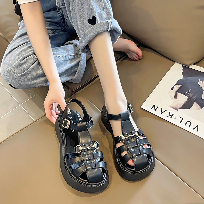 Giày Sandal Đế Dày Hở Ngón Phong Cách Cổ Điển Dành Cho Nữ
