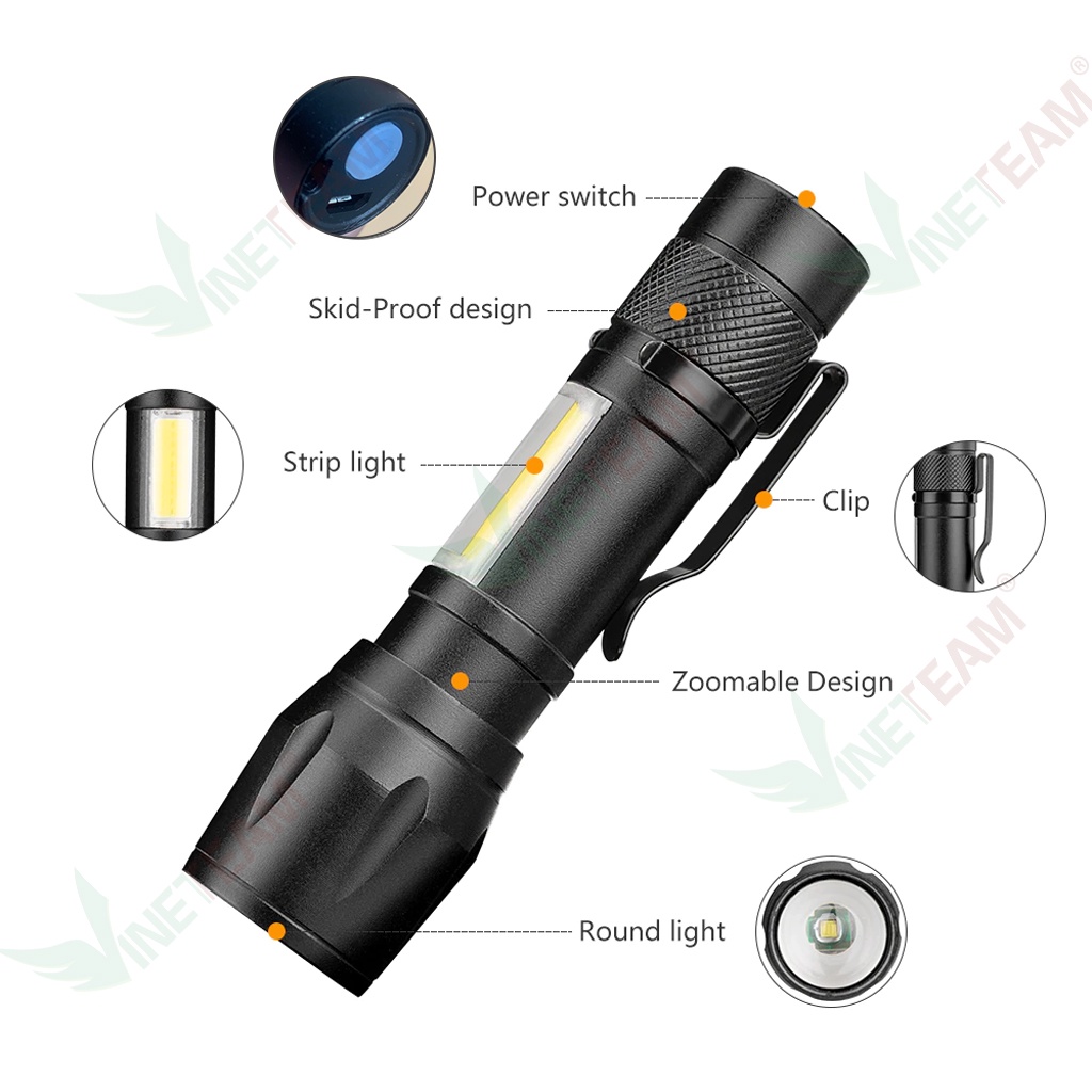 Đèn pin siêu sáng mini bin sạc điện usb bóng led xpe cob có zoom chống nước cầm tay chuyên dụng -dc4666 | BigBuy360 - bigbuy360.vn