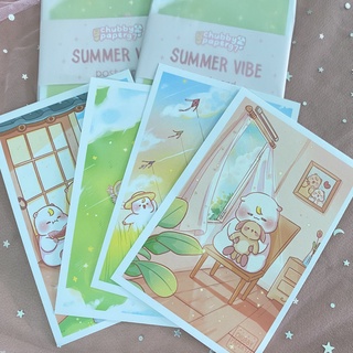 Bộ 1-4 Tấm Postcard Trang Trí Hình Hamster Dễ Thương Chubbypaper97 Cây Đầu To