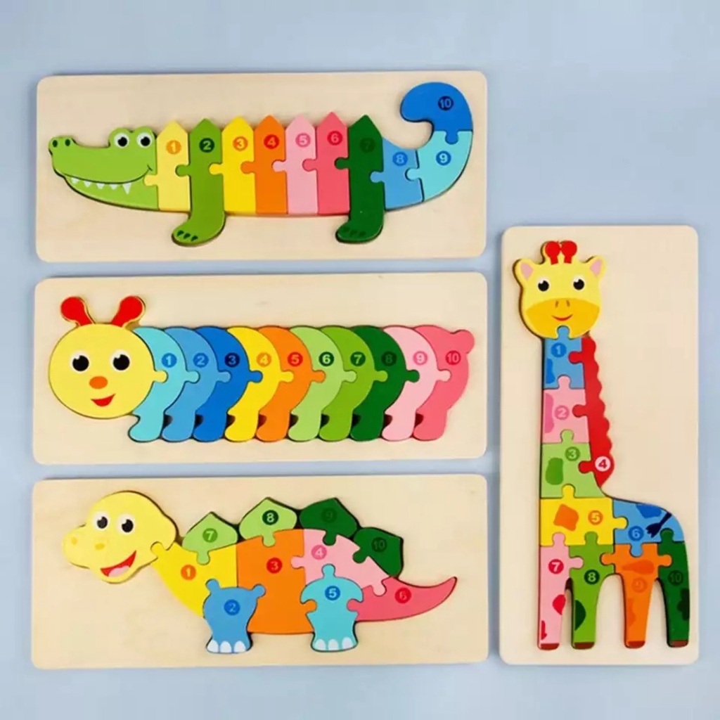Đồ chơi gỗ tranh ghép nối 10 số - ghép tương ứng số 1-10 cho bé 30x12,8 cm
