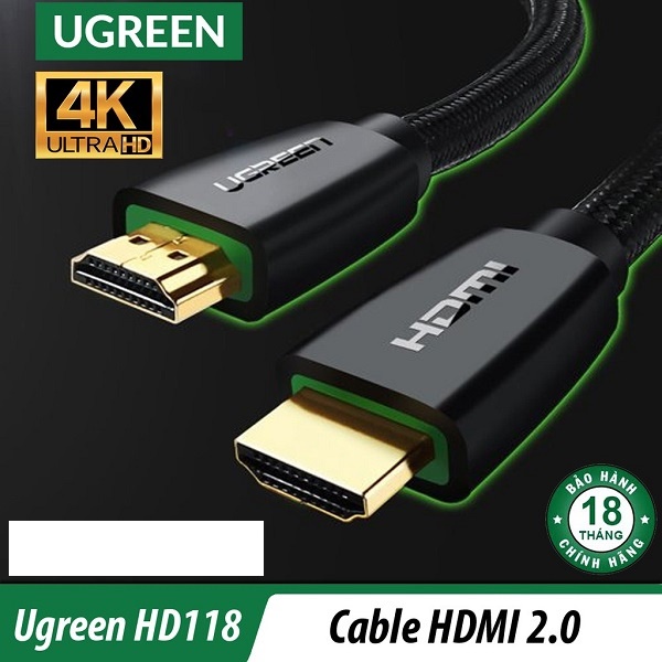Cáp HDMI 2.0 dài 1m hỗ trợ full HD 4Kx2K chính hãng Ugreen 40408 cao cấp