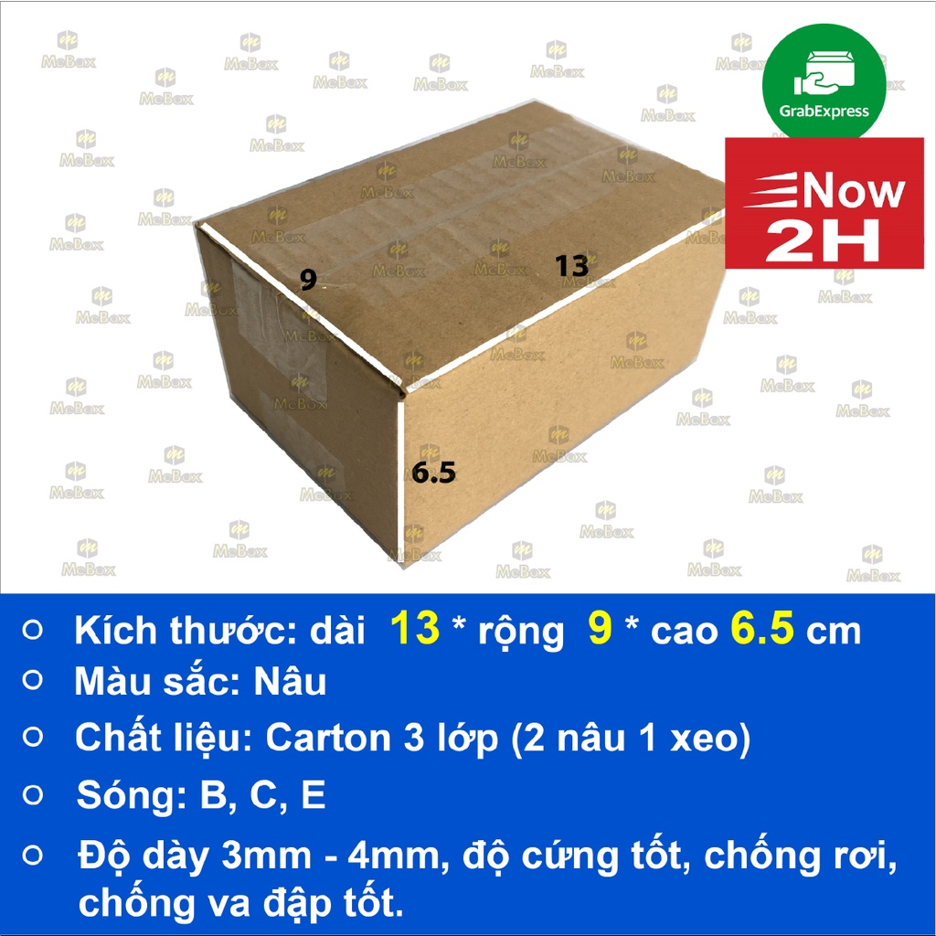 hộp giấy carton 13x9x6.5 bộ 20 không in