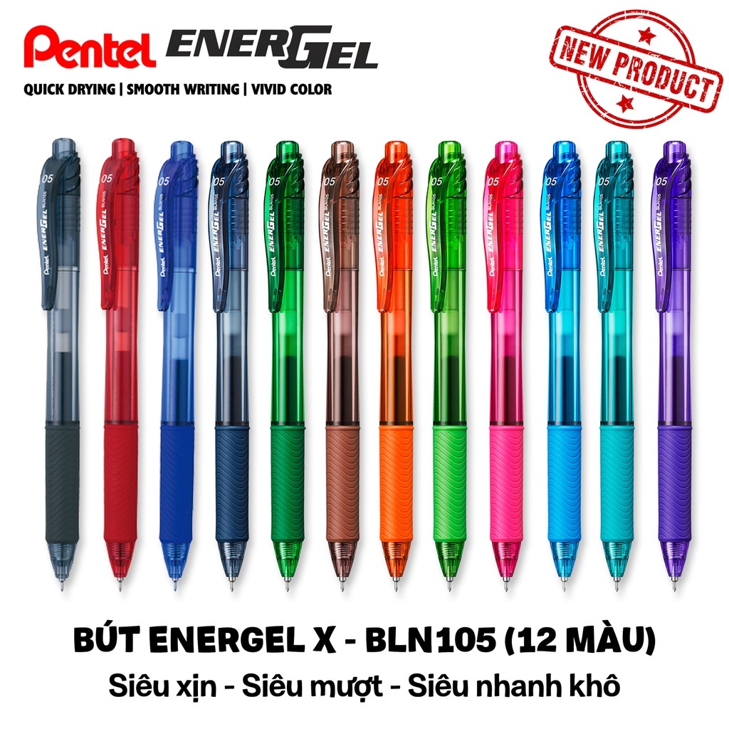 Bút gel PENTEL ENERGEL ngòi 0.5mm siêu nhanh khô, phù hợp luyện chữ Handwriting - Hàng chính hãng