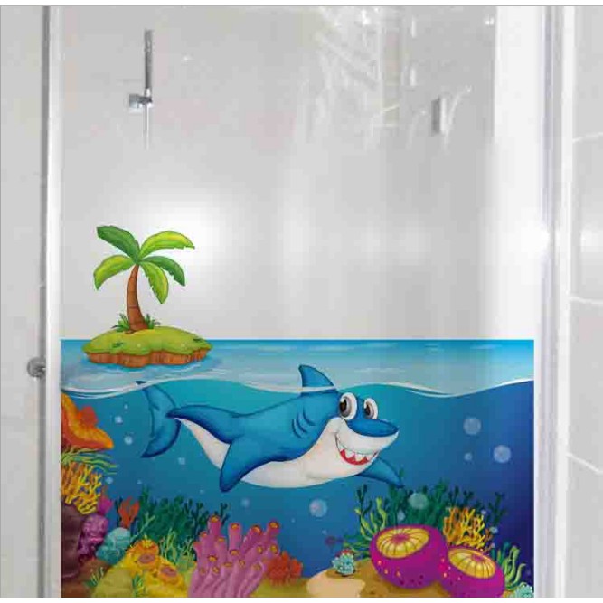 Decal Dán Kính Cao Cấp - Cá Mập Lớn ( 60x58cm )