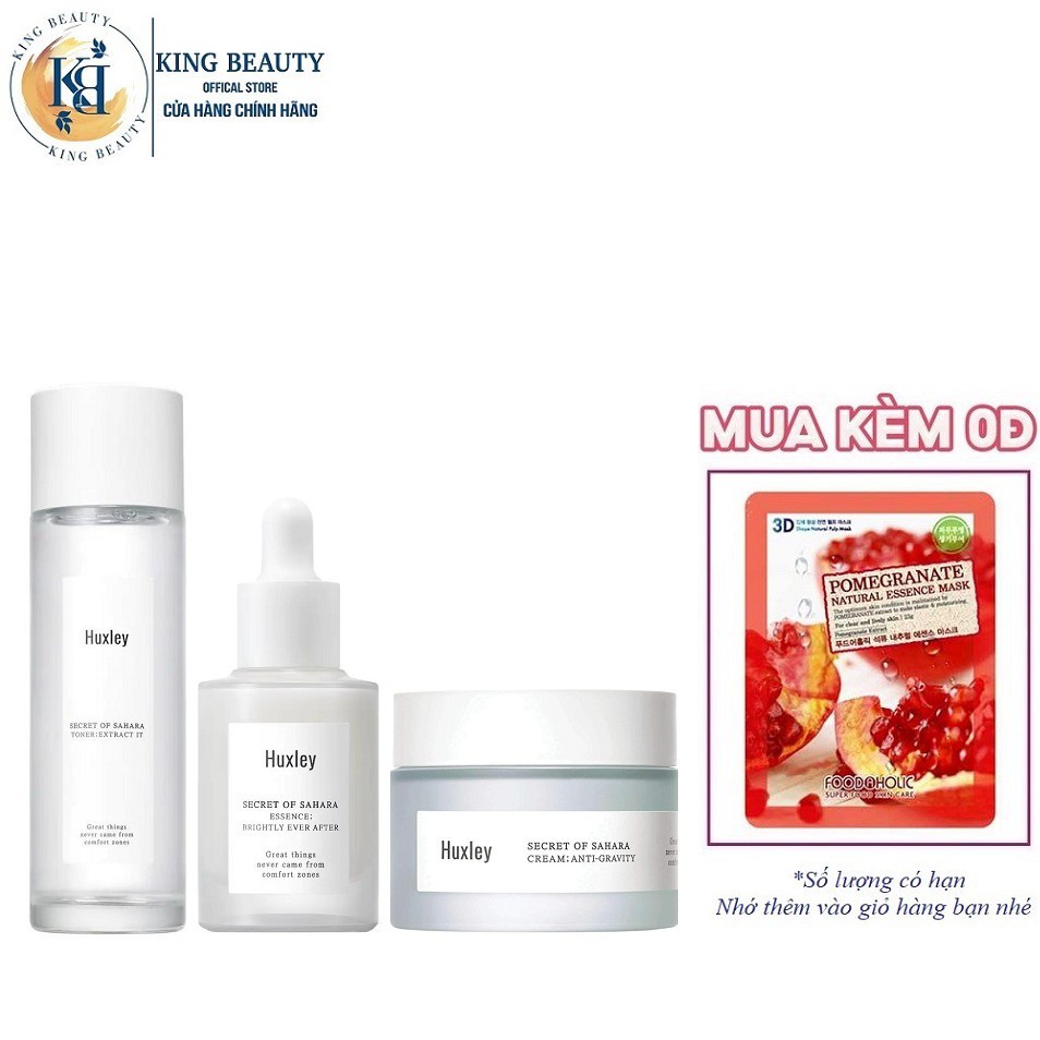 Bộ 3 SP Dưỡng Da Trắng Sáng, Làm Mờ Thâm Huxley (Toner 120ml + SR Brightly Ever After 30ml + Kem Anti-Gravity 50ml)