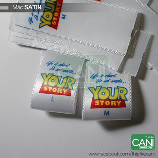 50c Mác satin in theo yêu cầu (khổ lớn 2.5cm trở lên) Nhãn quần áo Nhãn mác vải CANI
