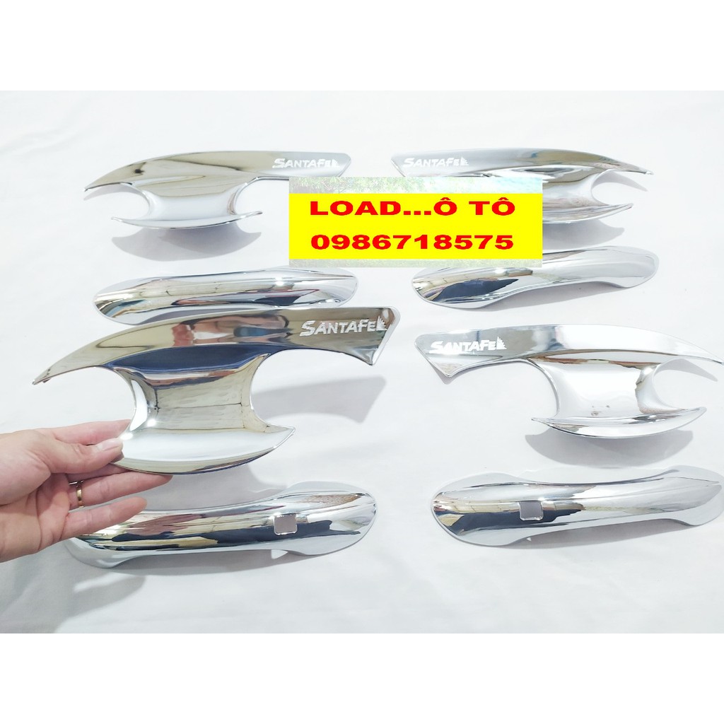 Bộ Ốp Tay Nắm Và Hõm Cửa Huyndai Santafe 2022-2018 Nhựa ABS mạ Crom