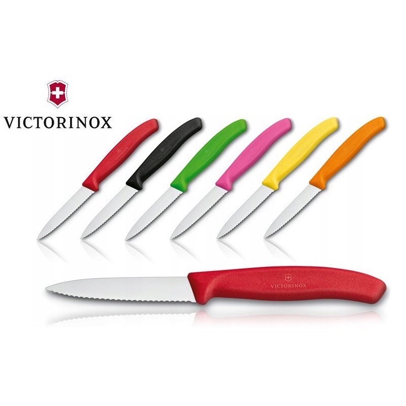 Dao gọt hoa quả Victorinox răng cưa mũi nhọn 8cm cán nhựa nhiều màu - Thuỵ Sỹ