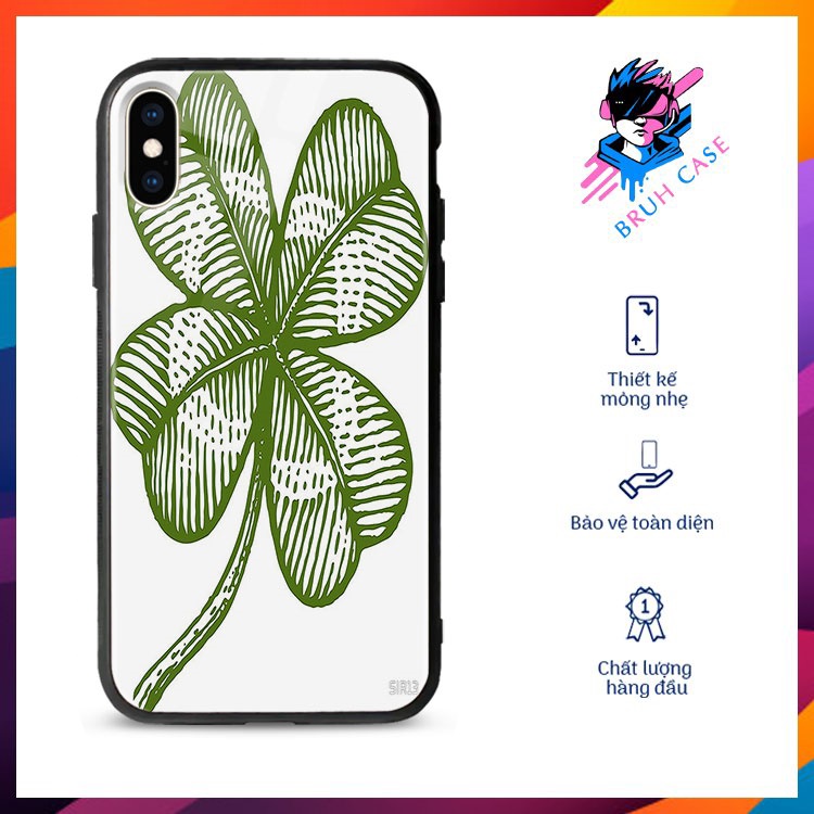 Ốp Cao Cấp Iphone Hình Cỏ 4 Lá BRUH CASE Cho Iphone 6/6S/6+/6S+/7/7+/8/8+/X/Xs/Xr/XsMax/11/11/Pro/11/ProMax/12