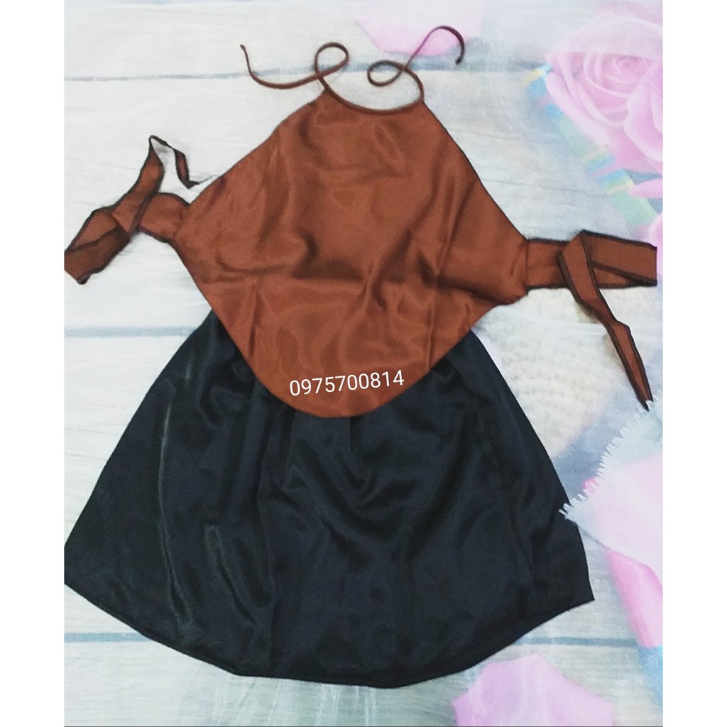 [Hàng thiết kế] Váy yếm đào màu nâu truyền thống cho bé gái cực kì dể thương