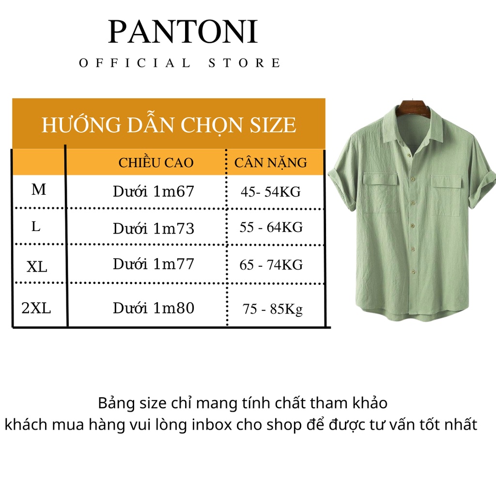 Áo Đũi Nam Cổ Bẻ Áo Sơ Mi Đũi Có Cổ Cộc Tay Túi Hộp Pantoni (SMD119)