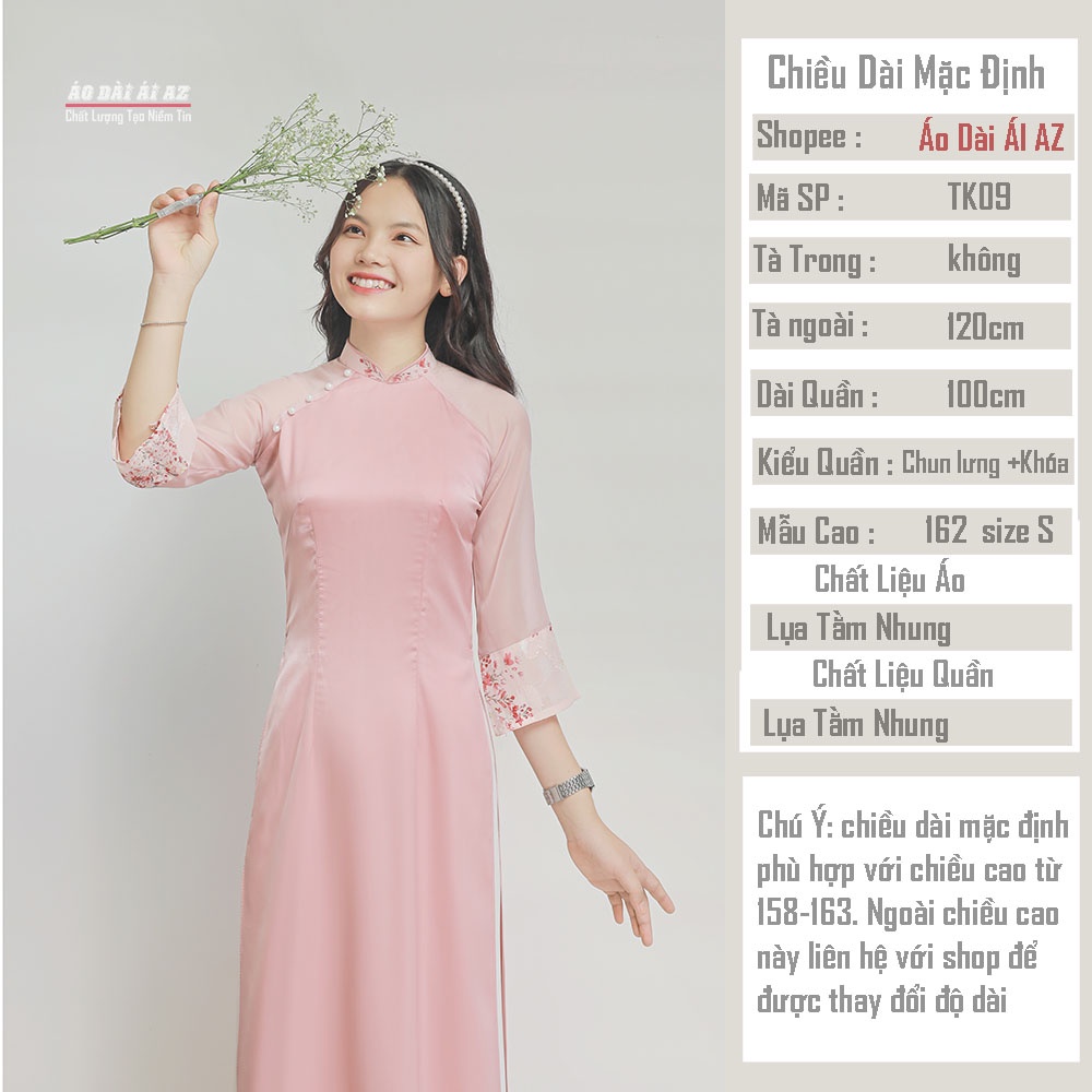 Áo Dài cách Tân Nữ Tay Ngắn Hoa Nhí TK09