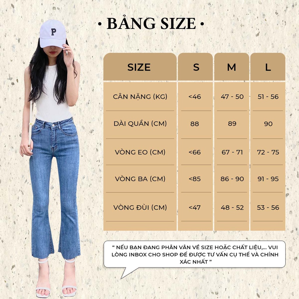 Quần jean ống loe - Quần bò nữ denim dáng ôm màu xanh nhạt - La’coba