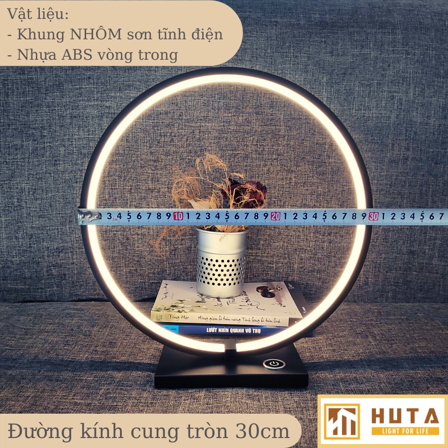 Đèn Bàn Cảm Ứng HUTA Tăng Giảm Độ Sáng, Ánh Sáng Vàng, Dùng Làm Đèn Ngủ, Để Phòng Khách, Trang Trí Decor, Led 18W, Mã C1