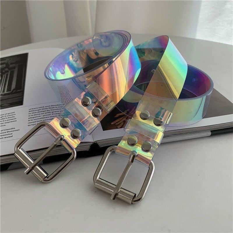 Dây thắt lưng nam nữ unisex phản quang 7 màu- dây nịt nam nữ mặt vuông phong cách hàn quốc, TONGKHOQUANAONU