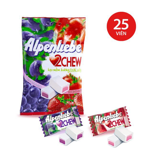 KẸO MỀM ALPENLIEBE 2 CHEW VỊ HƯƠNG DÂU NHO