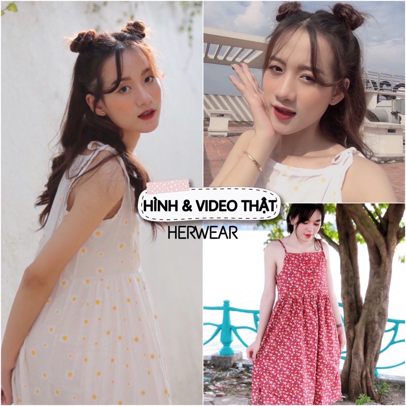 Váy Ngủ 2 dây hoa nhí 🦋FREESHIP🦋 Váy hoa nhí vintage hai dây nữ Ulzzang Hàn Quốc