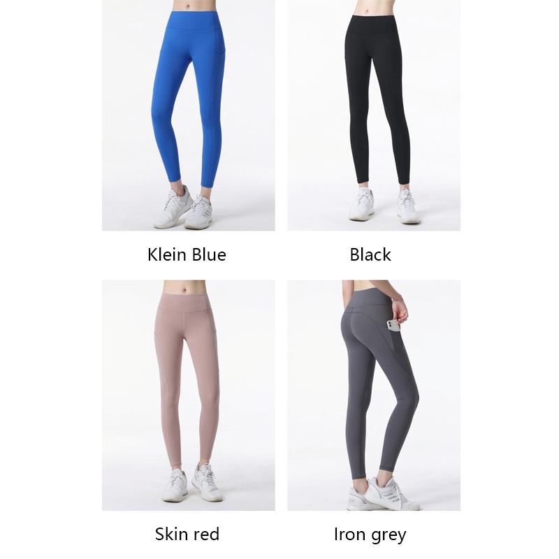 Lululemon nude yoga quần dành cho nữ có túi bên hông cạp quần thể dục đàn hồi ck619