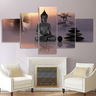 Tranh Treo Tường 5 Miếng Ghép Chất Liệu Canvas Hình Phật