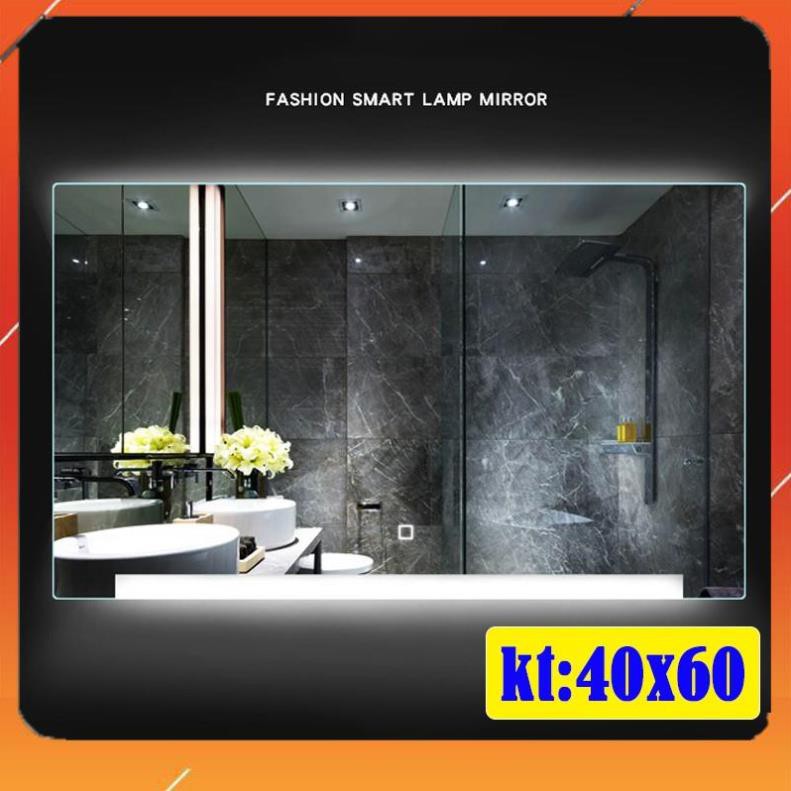 gương phòng tắm đèn led hoàng kim cảm ứng 3 chạm sương đồng hồ nhiệt độ hiện đại kích thước 40x60 - guonghoangkim mirror | BigBuy360 - bigbuy360.vn