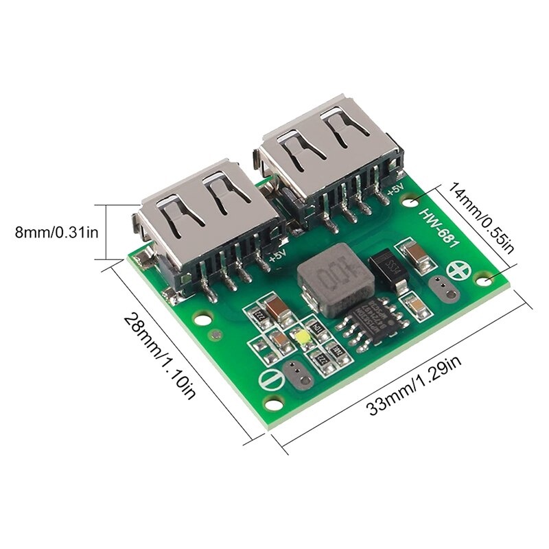 Mạch sạc dự phòng hạ áp 5V 3A 2 cổng USB, Module hạ áp 6-24V 12V/24V sang 5V3A có cổng USB dành cho xe hơi hiệu suất cao