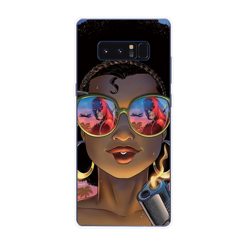 Samsung Galaxy S7 Edge S8 S8+ Plus Soft TPU Silicone Phone Case Cover Black Girl