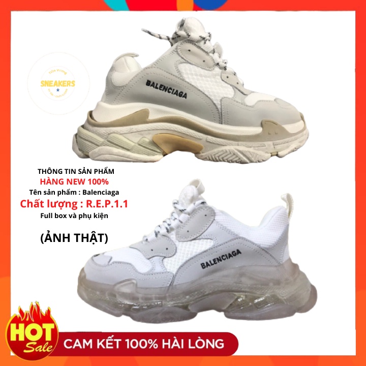 Sneaker Balenciaga Giày thể thao nam nữ sneaker Balen Trip s màu trắng