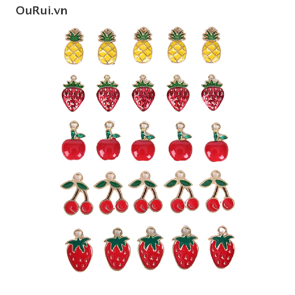Set 10 Mặt Dây Chuyền Hình Trái Cherry Bằng Hợp Kim Tráng Men DIY