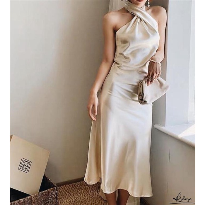 Đầm Dài Một Mảnh Ôm Dáng Hở Lưng Màu Trơn Lấp Lánh Gợi Cảm Cho Nữ