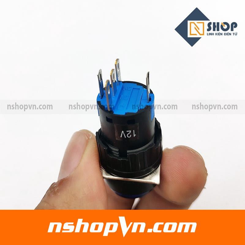 Nút nhấn tự giữ có đèn AL6-A 12V màu đỏ - Màu xanh dương - Màu xanh lá