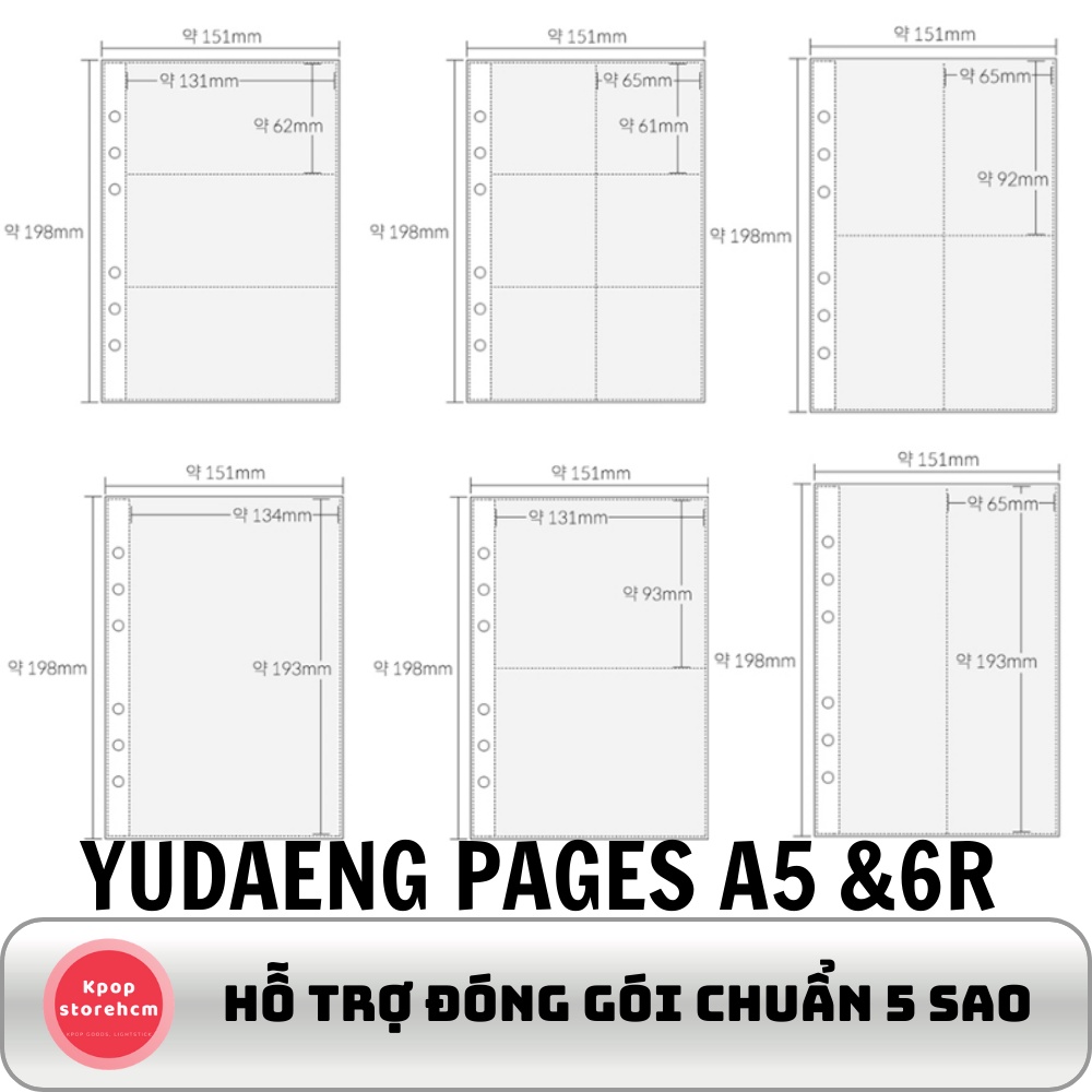 SHEET YUDAENG CHO BÌA A5 6 CÒNG CHÍNH HÃNG HÀN QUỐC