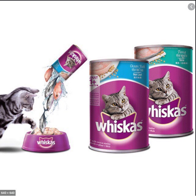 Pate cho mèo Whiskas - lon 400g, thức ăn dinh dưỡng giúp lông bóng mượt, ngăn ngừa rụng lông