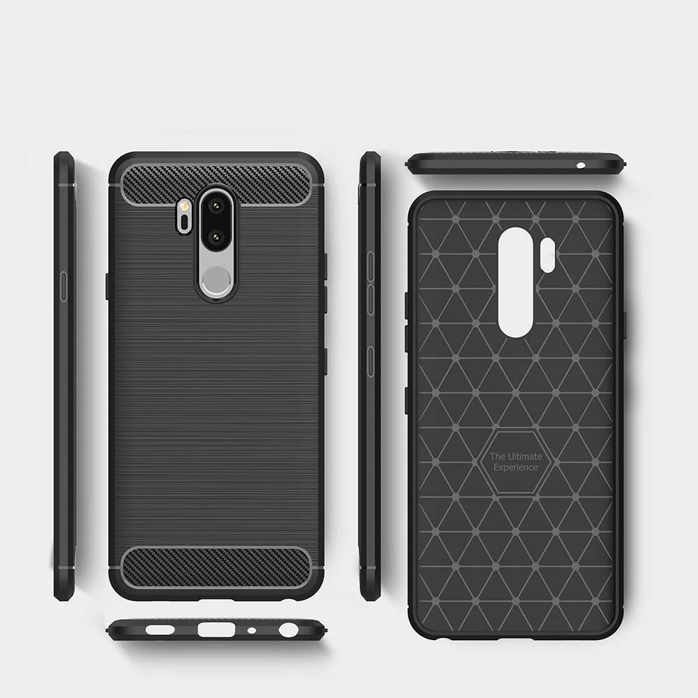 LG G7 G8 ThinQ G6 Q6 Q7 Plus V30s V40 V50 ThinQ Luxury Soft TPU Silicone Carbon Fiber Matte Shockproof Bumper Case Cover