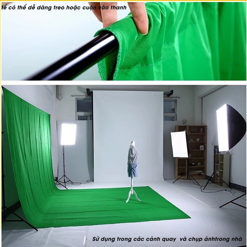 Phông vải xanh lá cây khổ lớn 3m x 6m chụp ảnh quay video livestream xóa phông chuyên nghiệp