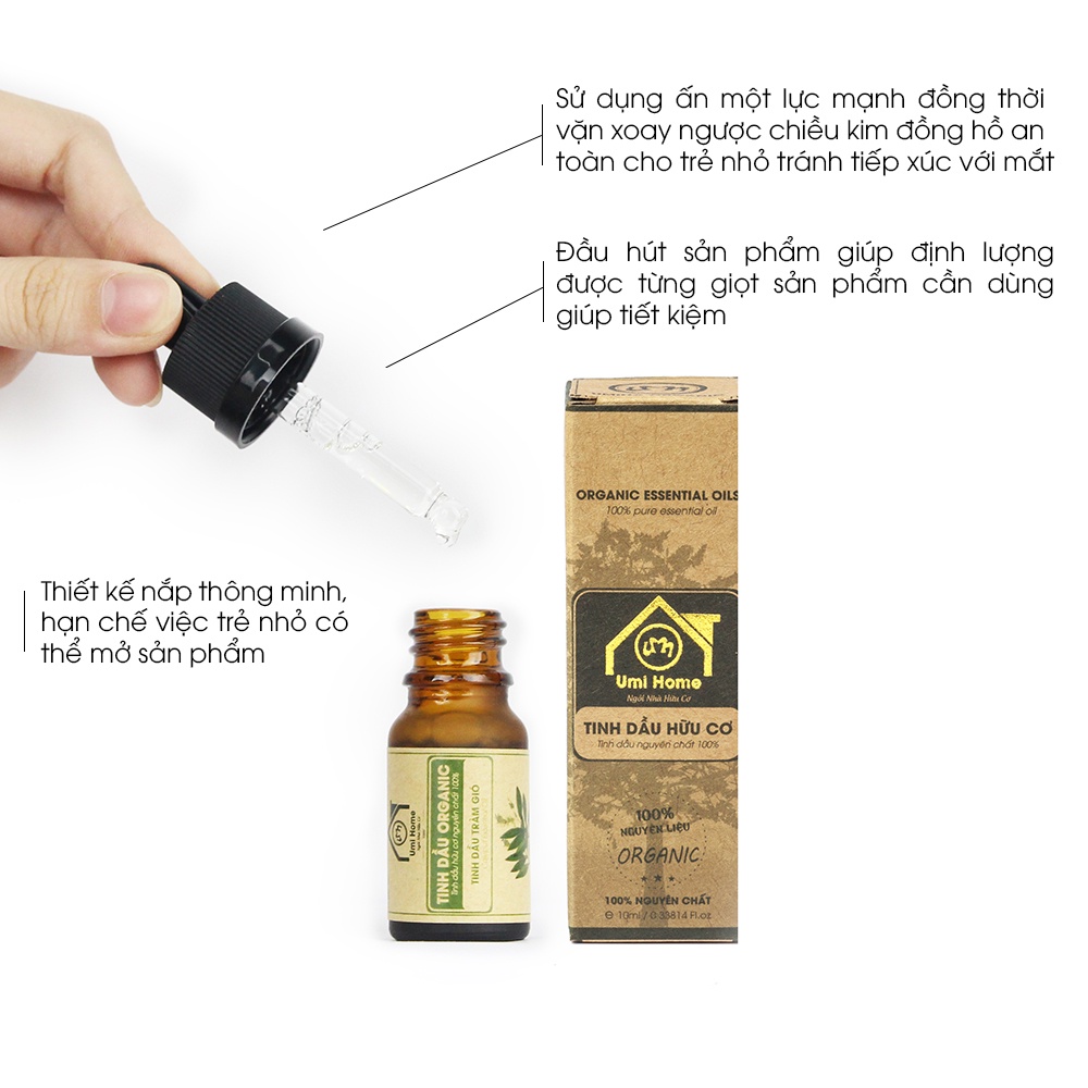 Tinh Dầu Tràm hữu cơ UMIHA ORGANIC nguyên chất 10ml xông tắm, bôi vết côn trùng cắn đốt cho Bé, Trẻ nhỏ và Sơ Sinh