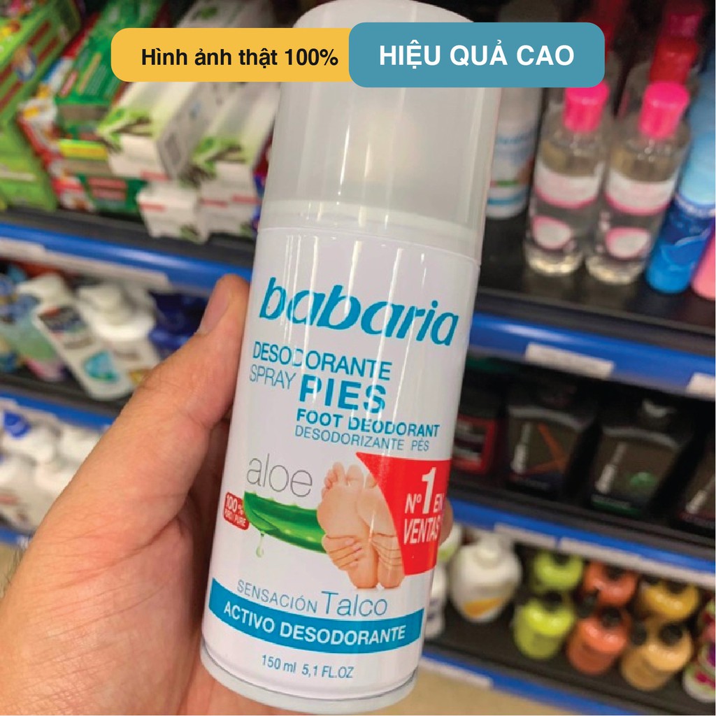 Xịt khử mùi hôi chân Babaria Desodorante Spray Pies 150ml, hiệu quả cao, tác dụng lâu